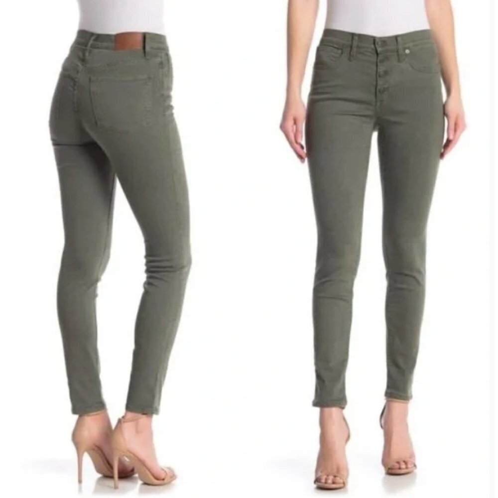 Madewell Green 9" High Rise Skinny Button Fly Jeans Size 25